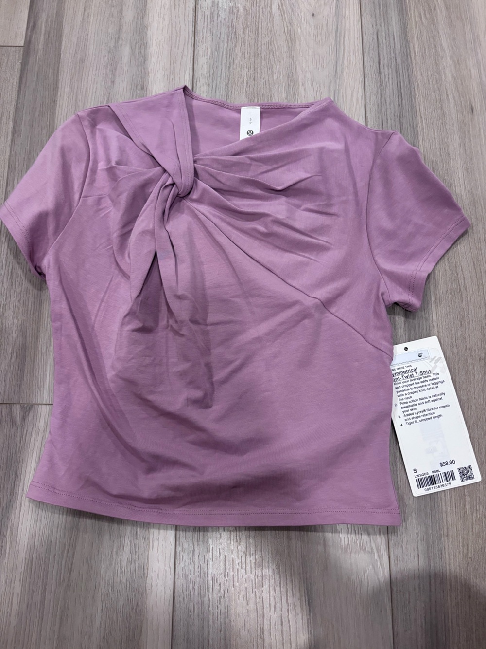 lululemon athletica Lavender Twist-Front Short Sleeve Top